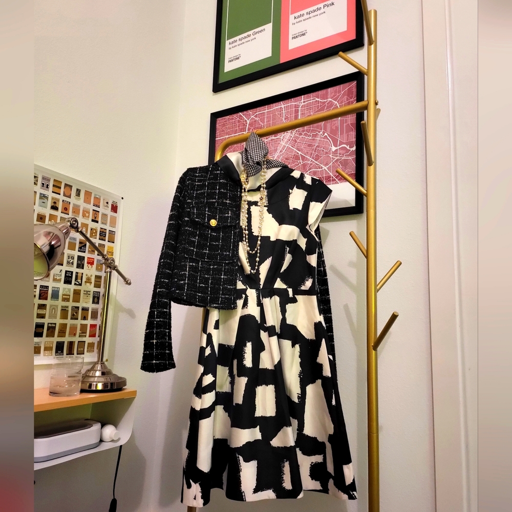 Kate Spade Mariella Black and White Look for the Silver Lining Fit and Flair